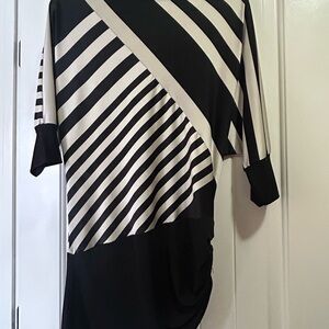 Rinascimento Elegant Black and White Striped Garment